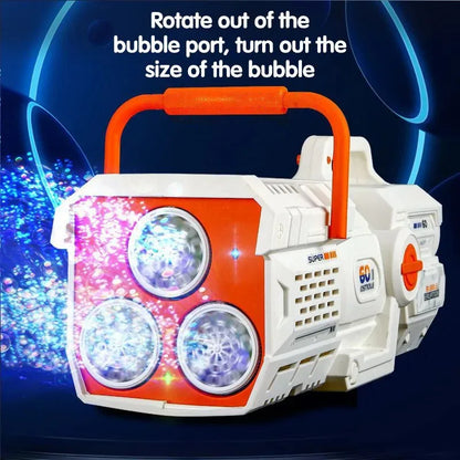 60-Hole Electric Bubble Machine Gun with LED Lights