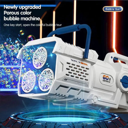 60-Hole Electric Bubble Machine Gun with LED Lights